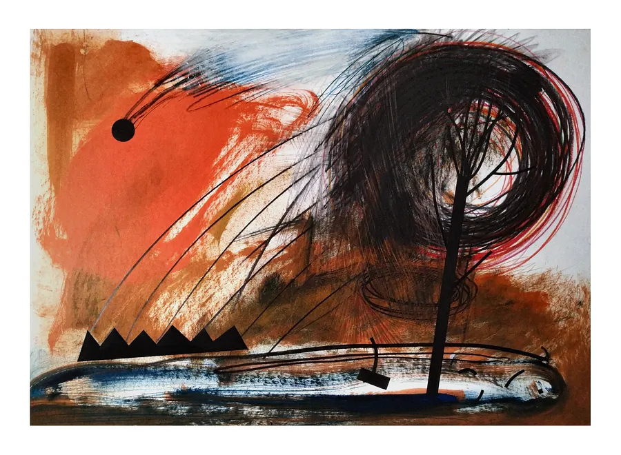 Зображення "Камінь 13" від євген григор'єв, матеріали: папір, графіт, олія, кольорові олівці, медіум: Графіка, місто: Львів, серія: "Камені у кишенях"