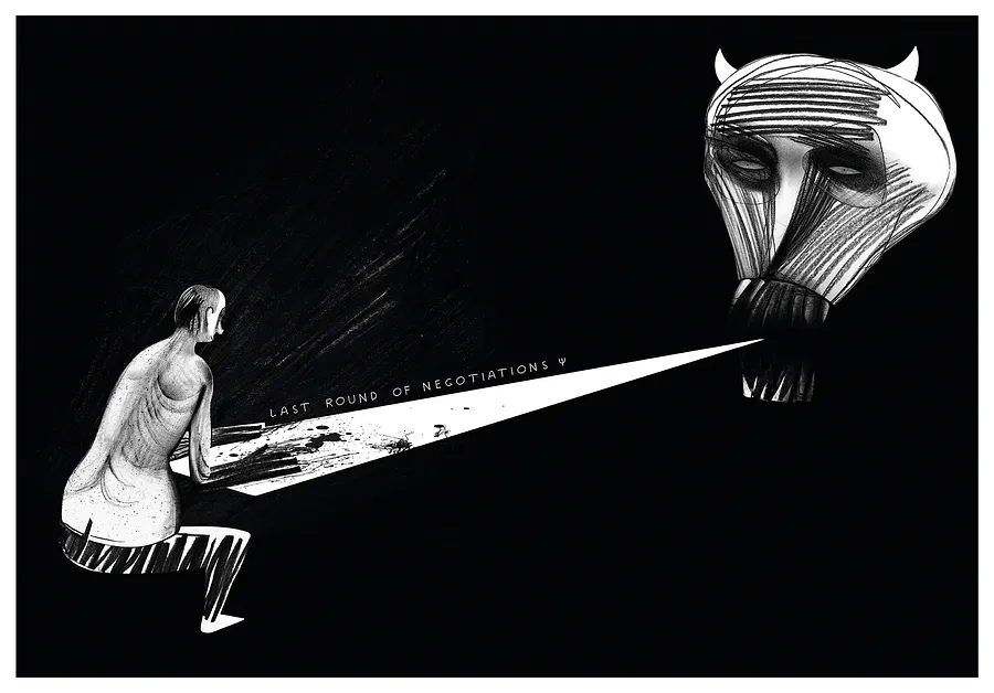 Зображення "last round of negotiations" від євген григор'єв, матеріали: друк на плівці, медіум: Графіка, місто: Львів, серія: "Poisoning", ціна: €400