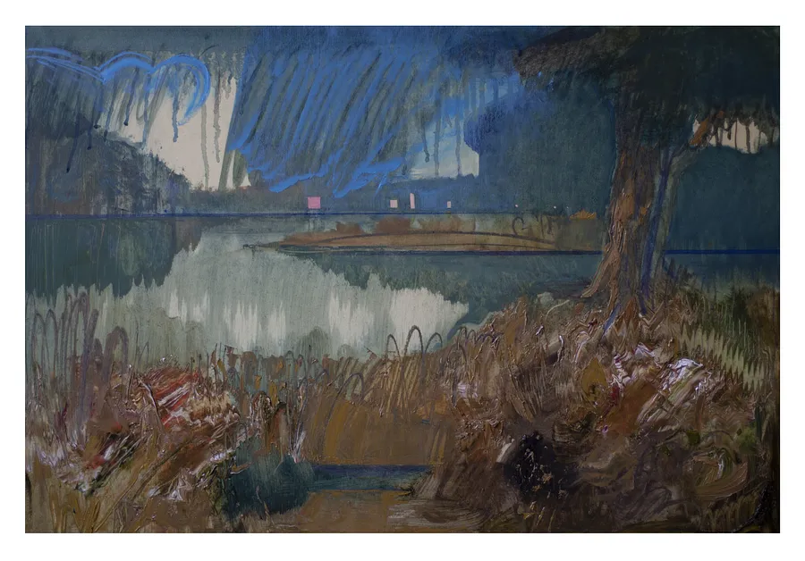 Зображення "пейзаж 13" від євген григор'єв, матеріали: папір, графіт, медіум: Живопис, місто: Львів, серія: "Вигадані пейзажі", ціна: €500