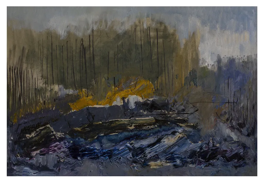 Зображення "пейзаж 6" від євген григор'єв, матеріали: папір, олія, медіум: Живопис, місто: Львів, серія: "Вигадані пейзажі", ціна: €500