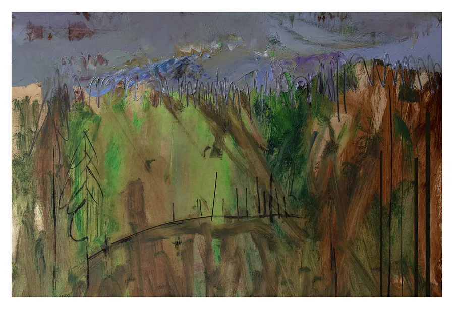 Зображення "пейзаж 3" від євген григор'єв, матеріали: папір, олія, медіум: Живопис, місто: Львів, серія: "Вигадані пейзажі", ціна: €500