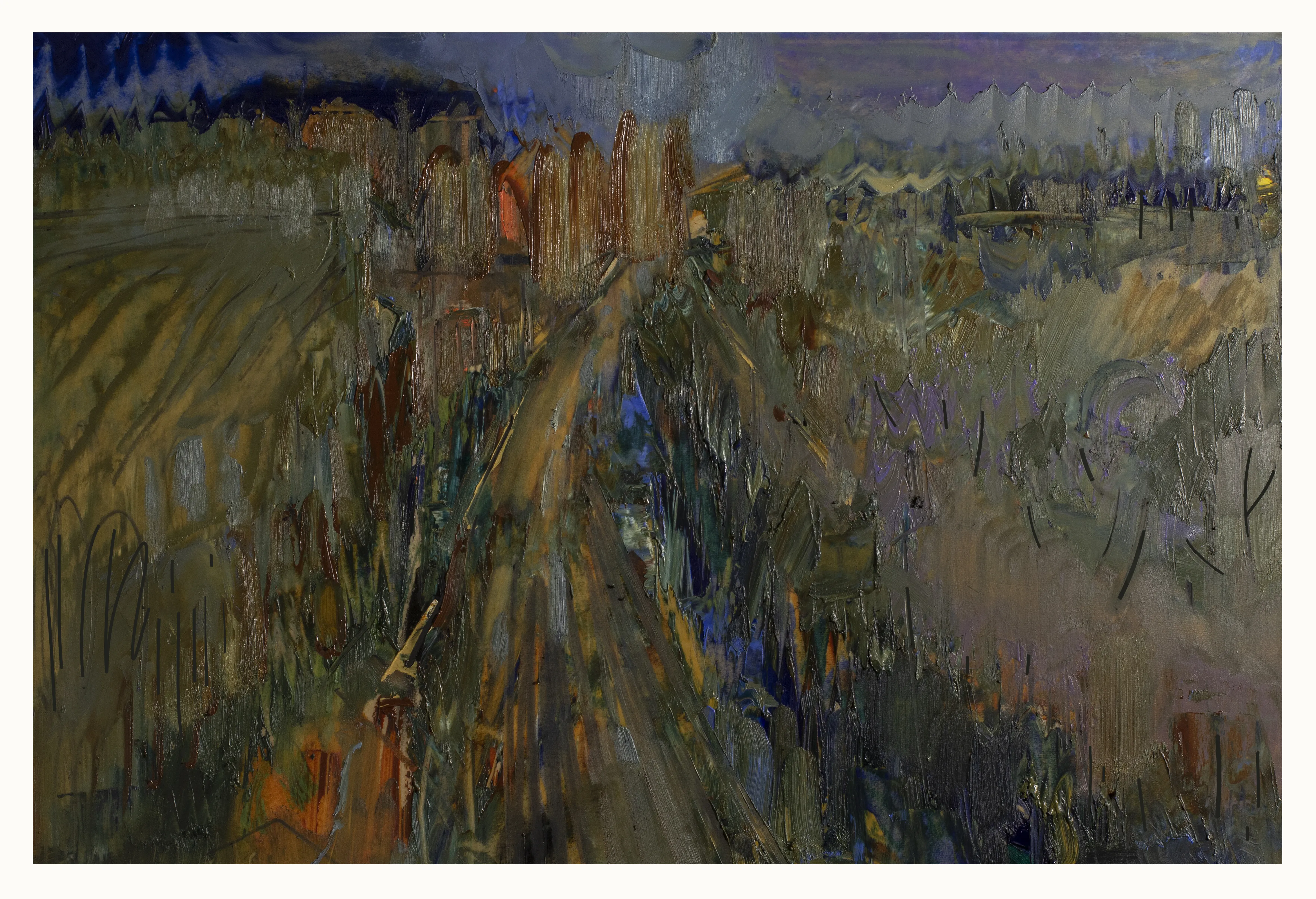 Зображення "пейзаж 2" від євген григор'єв, матеріали: папір, олія, медіум: Живопис, місто: Львів, серія: "Вигадані пейзажі", ціна: €500