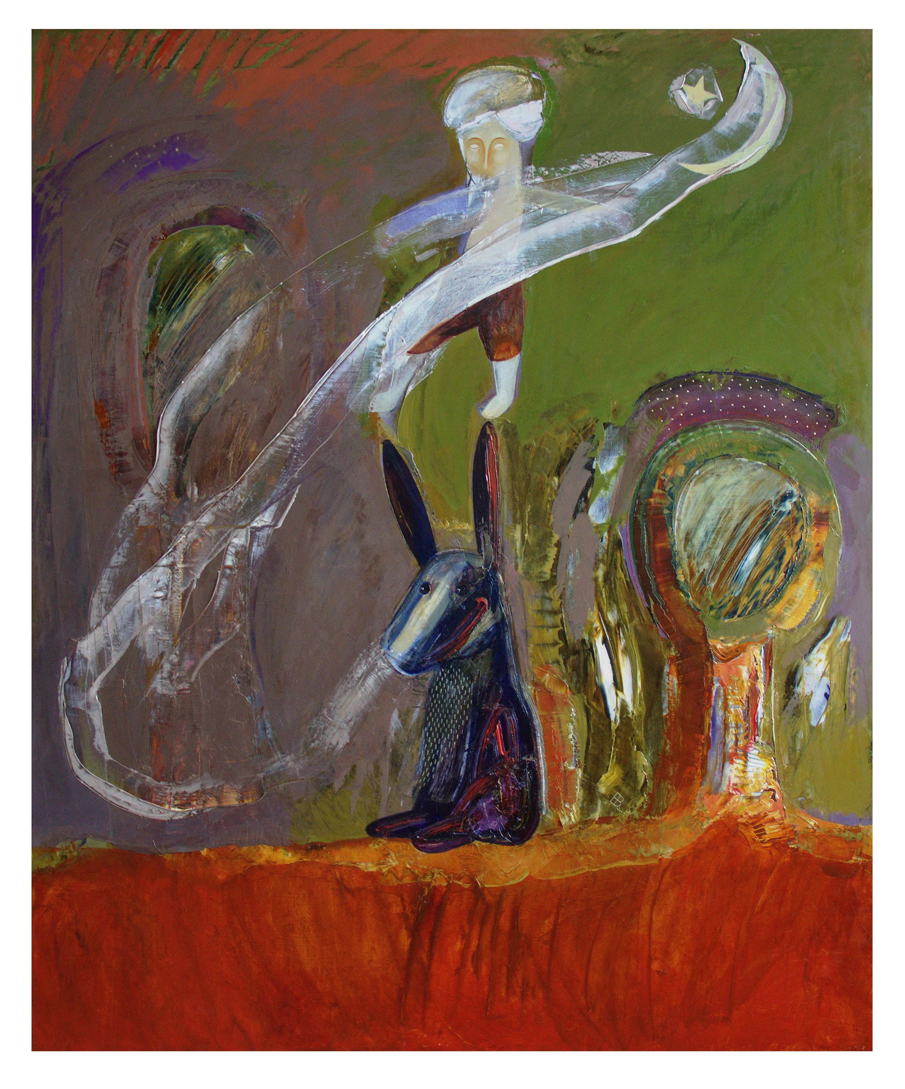 Зображення "Ходжа Насредин балансує на вухах віслюка" від євген григор'єв, матеріали: Полотно, олія, медіум: Живопис, місто: Львів