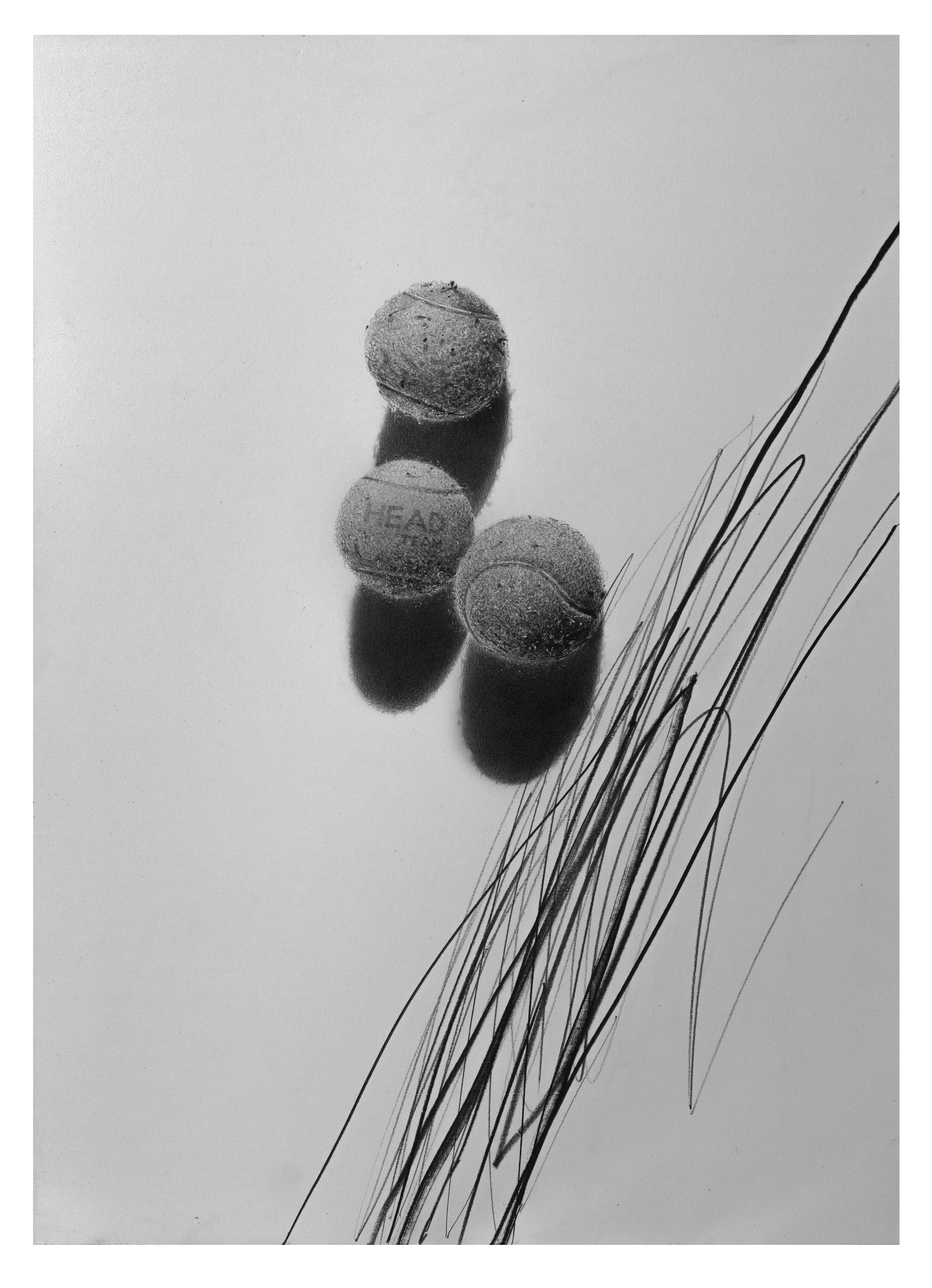 Зображення "Тенісні м'ячі" від євген григор'єв, матеріали: папір, графіт, медіум: Графіка, місто: Львів, серія: "Підмети і присудки", ціна: €500