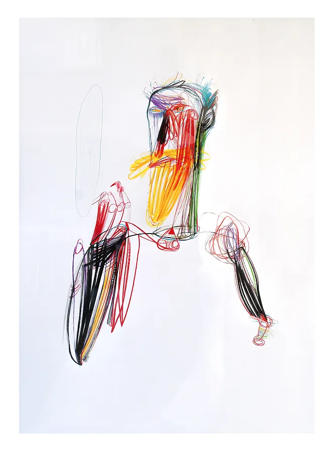 Зображення "Дзеркало" від євген григор'єв, матеріали: папір, графіт, кольорові олівці, медіум: Графіка, місто: Львів, серія: "Приземлення"