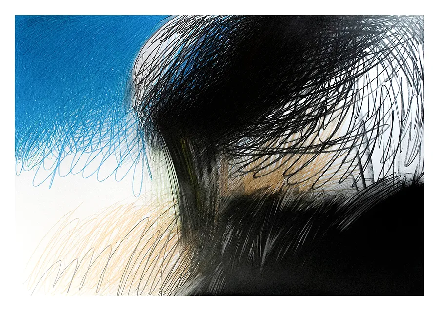 Зображення "Пейзаж" від євген григор'єв, матеріали: папір, графіт, кольорові олівці, медіум: Графіка, місто: Львів, серія: "Приземлення"