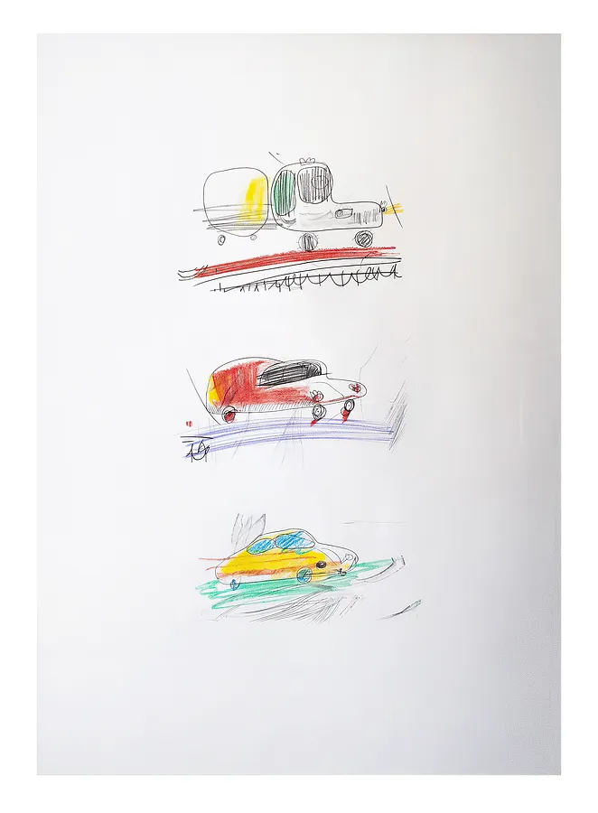 Зображення "Human traffic 1" від євген григор'єв, матеріали: папір, графіт, кольорові олівці, медіум: Графіка, місто: Львів, серія: "Приземлення"