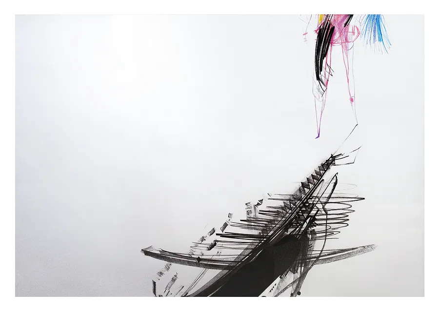 Зображення "Тінь ангела" від євген григор'єв, матеріали: папір, графіт, кольорові олівці, медіум: Графіка, місто: Львів, серія: "Приземлення", ціна: €700